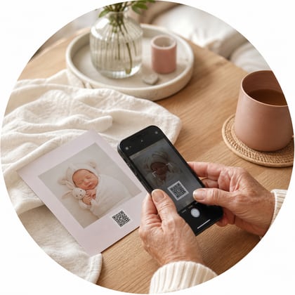 Scan du QR code d'un faire-part avec un téléphone